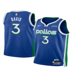 Men's Dallas Mavericks #3 Anthony Davis Blue 2025 City Edition Stitched Jersey