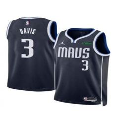 Men's Dallas Mavericks #3 Anthony Davis Navy 2025 Statement Edition Stitched Jersey