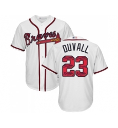 Men's Atlanta Braves #23 Adam Duvall Authentic White Team Logo Fashion Cool Base Baseball Jersey