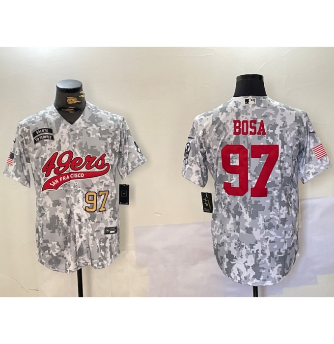 Men's San Francisco 49ers #97 Nick Bosa Arctic Camo 2024 Salute to Service Stitched Baseball Jerseys