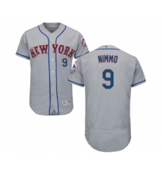 Men's New York Mets #9 Brandon Nimmo Grey Road Flex Base Authentic Collection Baseball Jersey
