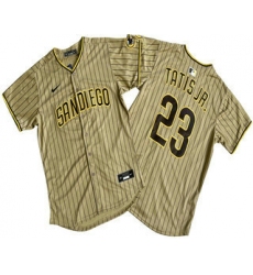 Men's San Diego Padres #23 Fernando Tatis Jr Khaki Pinstripe Limited Stitched Jersey