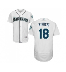Men's Seattle Mariners #18 Yusei Kikuchi White Home Flex Base Authentic Collection Baseball Jersey