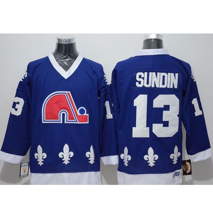 Nordiques #13 Mats Sundin Blue CCM Throwback Stitched NHL Jersey