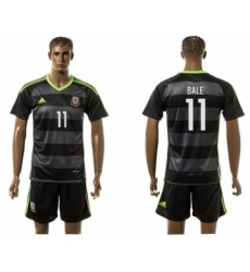 Wales #11 Bale Black Away Soccer Country Jersey
