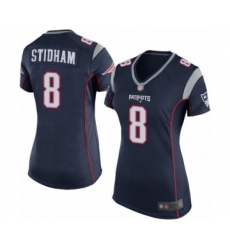 Women's New England Patriots #8 Jarrett Stidham Game Navy Blue Team Color Football Jersey