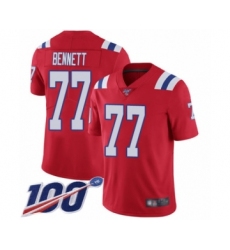 Men's New England Patriots #77 Michael Bennett Red Alternate Vapor Untouchable Limited Player 100th Season Football Jersey