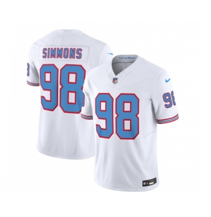 Men's Nike Tennessee Titans #98 Jeffery Simmons White 2023 F.U.S.E. Vapor Limited Throwback Football Stitched Jersey