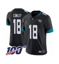 Men's Jacksonville Jaguars #18 Chris Conley Black Team Color Vapor Untouchable Limited Player 100th Season Football Jersey