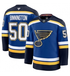 Men's St. Louis Blues #50 Jordan Binnington Blue 2024-25 Home Stitched Hockey Jersey