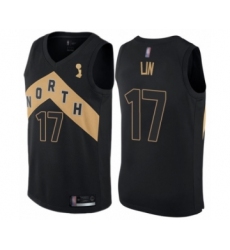 Men's Toronto Raptors #17 Jeremy Lin Swingman Black 2019 Basketball Finals Champions Jersey - City Edition
