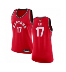 Women's Toronto Raptors #17 Jeremy Lin Swingman Red 2019 Basketball Finals Bound Jersey - Icon Edition