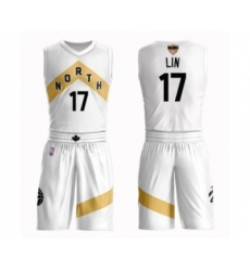 Youth Toronto Raptors #17 Jeremy Lin Swingman White 2019 Basketball Finals Bound Suit Jersey - City Edition