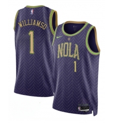 Men's New Orleans Pelicans #1 Zion Williamson Purple 2024-25 City Ediiton Stitched Basketball Jersey