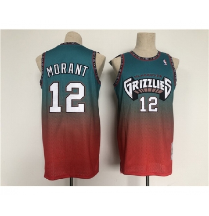 Men's Memphis Grizzlies #12 Ja Morant Teal Red Throwback Stitched Jersey
