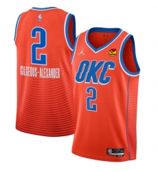 Men's Oklahoma City Thunder #2 Shai Gilgeous-Alexander Orange Statement Edition Stitched Basketball Jersey