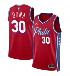 Men's Philadelphia 76ers #30 Adam Bona Red 2024 Draft Statement Edition Basketball Stitched Jersey