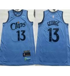 Men's Los Angeles Clippers #13 Paul George Light Blue 2024 City Icon Sponsor Swingman Jersey