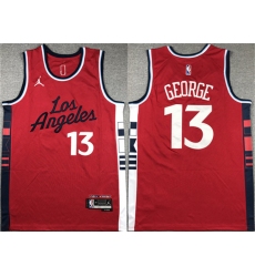 Men's Los Angeles Clippers #13 Paul George Red Stitched Jersey