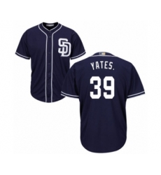 Youth San Diego Padres #39 Kirby Yates Authentic Navy Blue Alternate 1 Cool Base Baseball Jersey