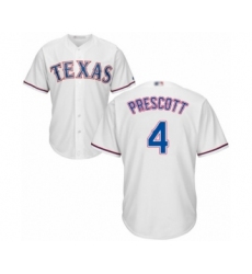 Men's Texas Rangers #4 Dak Prescott Replica White Home Cool Base Baseball Jersey