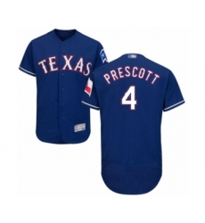 Men's Texas Rangers #4 Dak Prescott Royal Blue Alternate Flex Base Authentic Collection Baseball Jersey