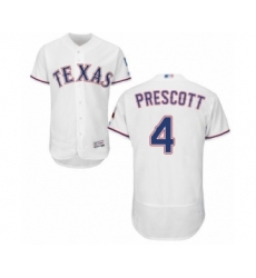 Men's Texas Rangers #4 Dak Prescott White Home Flex Base Authentic Collection Baseball Jersey
