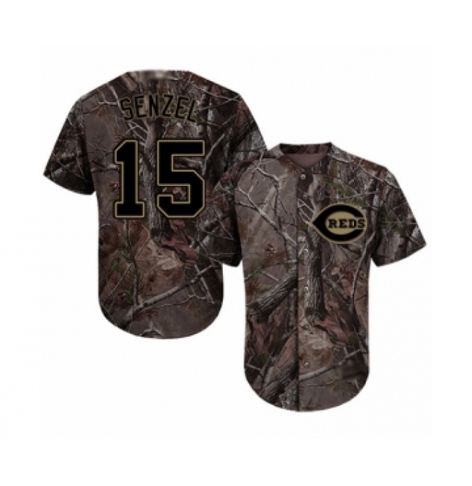 Youth Cincinnati Reds #15 Nick Senzel Authentic Camo Realtree Collection Flex Base Baseball Jersey