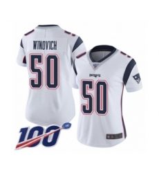 Women's New England Patriots #50 Chase Winovich White Vapor Untouchable Limited Player 100th Season Football Jersey