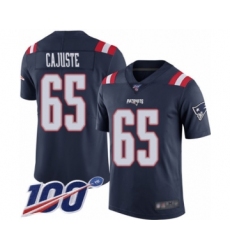 Youth New England Patriots #65 Yodny Cajuste Limited Navy Blue Rush Vapor Untouchable 100th Season Football Jersey