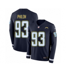 Youth Nike Los Angeles Chargers #93 Darius Philon Limited Navy Blue Therma Long Sleeve NFL Jersey