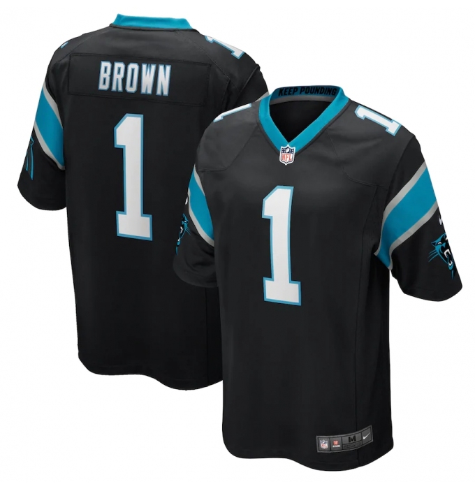 Men's Carolina Panthers #1 Derrick Brown Nike Black 2020 NFL Draft First Round Pick Game Jersey.webp
