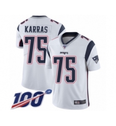 Youth New England Patriots #75 Ted Karras White Vapor Untouchable Limited Player 100th Season Football Jersey