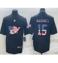 Men's Kansas City Chiefs #15 Patrick Mahomes 2022 USA Map Fashion Black Color Rush Stitched Nike Limited Jersey