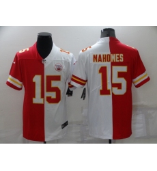 Men's Kansas City Chiefs #15 Patrick Mahomes Split Red-White Fashion Football Limited Jersey
