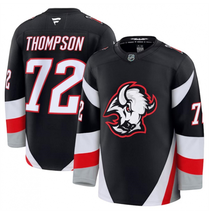 Men's Buffalo Sabres #72 Tage Thompson Black 2024-25 Alternate Stitched Hockey Jersey