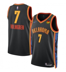 Men's Oklahoma City Thunder #7 Chet Holmgren Black 2024-25 City Edition Stitched Basketball Jersey