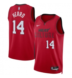 Men's Miami Heat #14 Tyler Herro Red 2024-25 City Edition Stitched Basketball Jersey