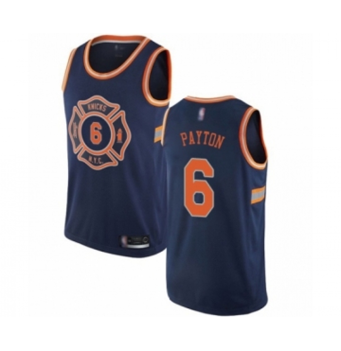 Men's New York Knicks #6 Elfrid Payton Authentic Navy Blue Basketball Jersey - City Edition