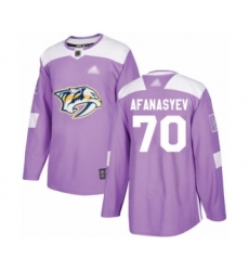 Men's Nashville Predators #70 Egor Afanasyev Authentic Purple Fights Cancer Practice Hockey Jersey