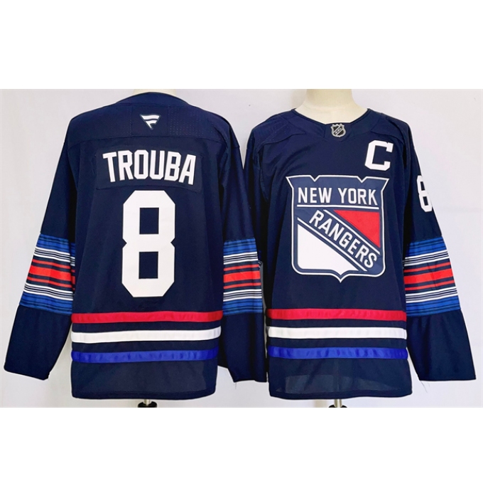 Men's New York Rangers #8 Jacob Trouba Navy 2024-25 Stitched Jersey