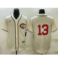 Men's Chicago Cubs #13 David Bote 2022 Cream Field of Dreams Cool Base Stitched Baseball Jersey