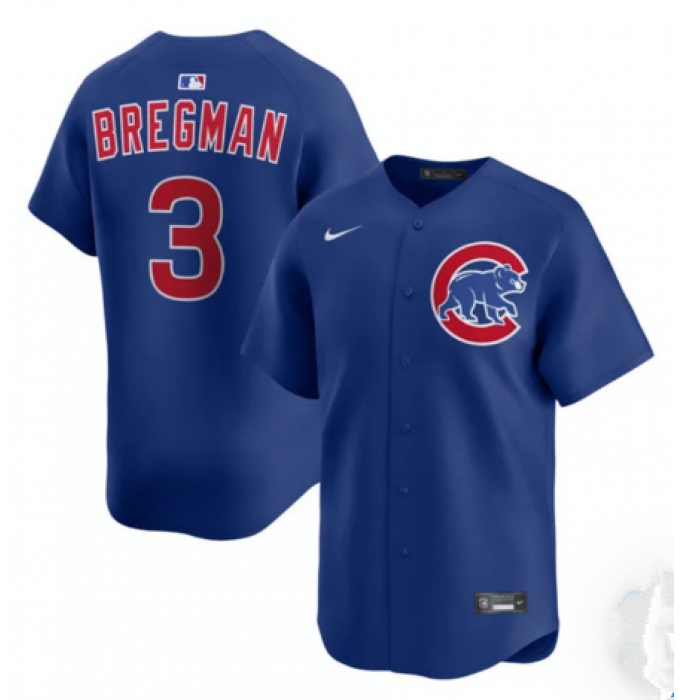 Men's Chicago Cubs #3 Alex Bregman Royal Limited Stitched Baseball Jersey
