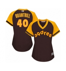 Women's San Diego Padres #40 Cal Quantrill Authentic Brown Alternate Cooperstown Cool Base Baseball Player Jersey