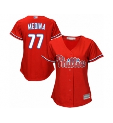 Women's Philadelphia Phillies #77 Adonis Medina Authentic Red Alternate Cool Base Baseball Player Jersey