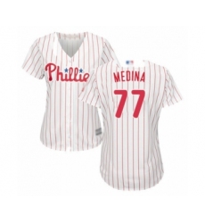 Women's Philadelphia Phillies #77 Adonis Medina Authentic White Red Strip Home Cool Base Baseball Player Jersey