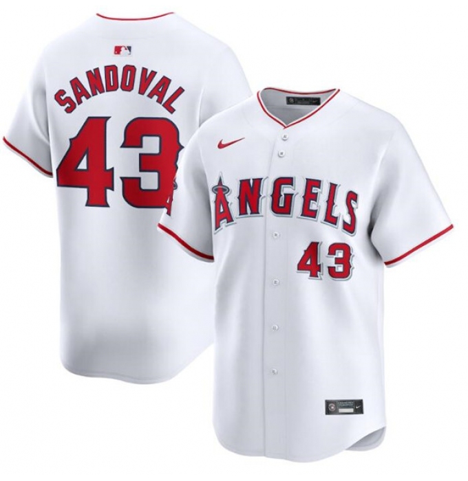 Men's Los Angeles Angels #43 Patrick Sandoval White Home Limited Baseball Stitched Jersey