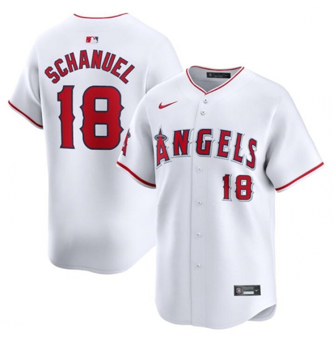 Men's Los Angeles Angels #18 Nolan Schanuel White Home Limited Baseball Stitched Jersey