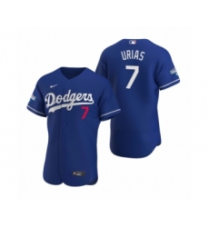 Men's Los Angeles Dodgers #9 Gavin Lux Gray 2020 World Series Champions Road Authentic Jersey