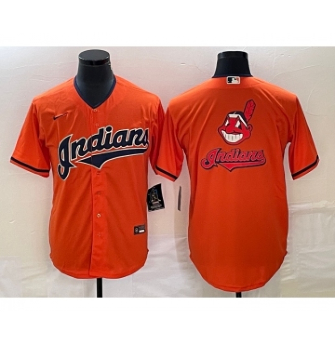 Men's Cleveland Guardians Orange Team Big Logo Cool Base Stitched Jersey